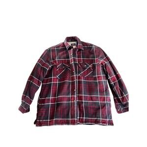 Dickies Sherpa Lined Flannel Jacket Men’s Large Red Plaid Workwear Button Jacket